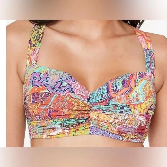 BLEU BY ROD BEATTIE
Bohemian Paradise Shirred Underwire Bikini Top NWT 34DD - Picture 7 of 9